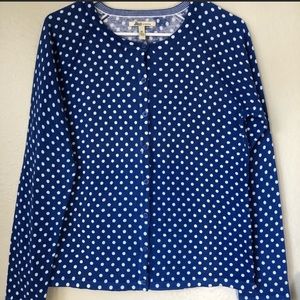 Blue and white polka dot cardigan- Bass & Co